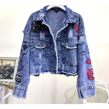 Dámská casual bunda Dámská džínová bunda zdobená A1893 XL 2