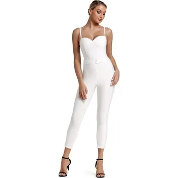 Dámský overall Dámský přiléhavý overal s páskem bílý S