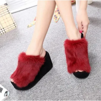 Dámské pantofle Dámské pantofle na platformě A2461 červená 37