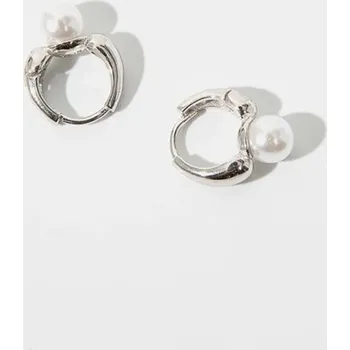 Náušnice Dámské kruhové náušnice s perlou J445 stříbrná