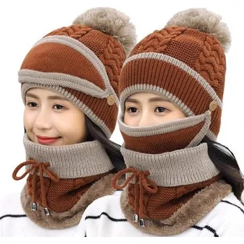 Šála Dámský zimní set 3 ks J3278 hnědá