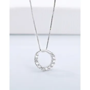 Náhrdelník Dámský náhrdelník s kruhovým přívěskem ve stříbrné barvě