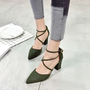 Dámské lodičky Dámské lodičky na sloupkovém podpatku J2384 armádní zelená 35