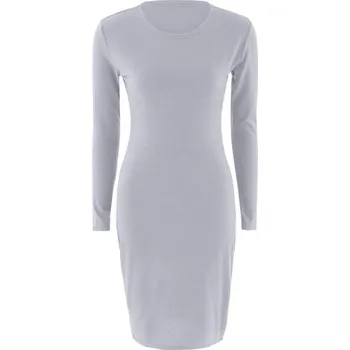 Dámské šaty Dámské strečové šaty s dlouhým rukávem šedá XS