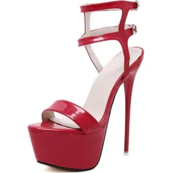 Dámské sandále Dámské sandály na vysoké platformě červená 44