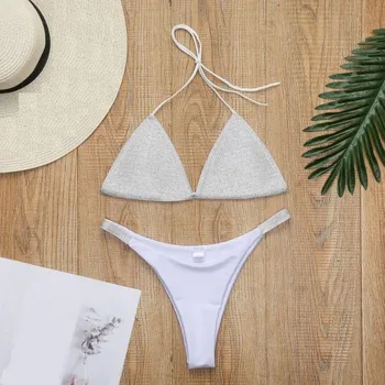 Dámské plavky Dámské třpytivé bikiny bílá L