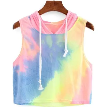 Dámský duhový top s kapucí S