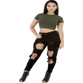 Dámské džíny Dámské džíny s dírami D1 černá XS