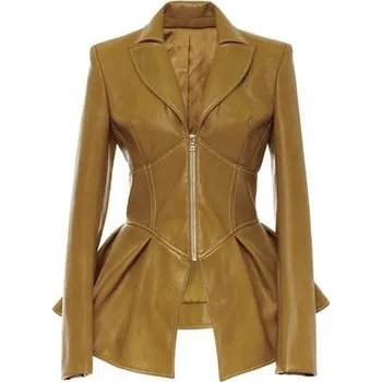 Dámská bunda Dámská kožená bunda vypasovaná světle hnědá M