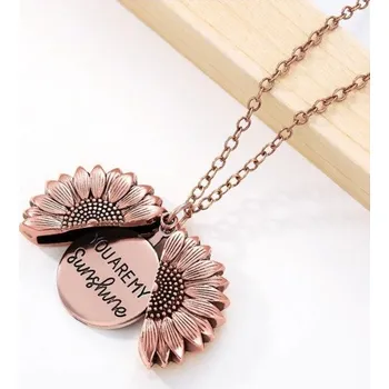 Náhrdelník Dámský náhrdelník s otevírací slunečnicí růžová