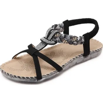 Dámské sandále Dámské sandály se stříbrnými kamínky černá 37