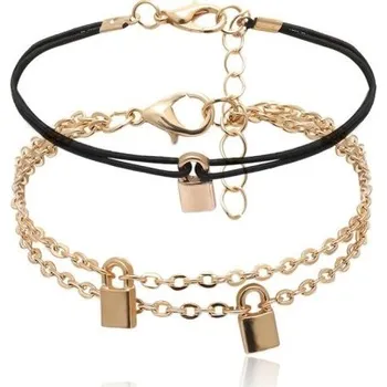Náramek Dámský náramek se zámky 2 ks zlatá