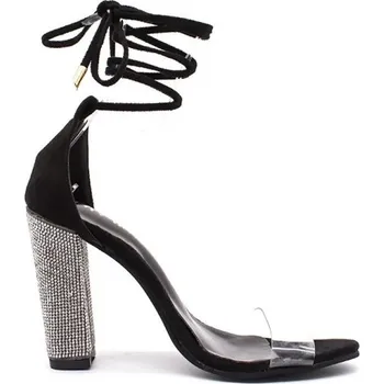 Dámské sandále Dámské třpytivé sandály na podpatku černá 43