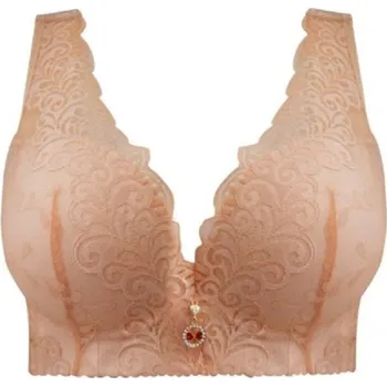 Podprsenka Dámská květinová podprsenka s krajkou větších rozměrů J2330 khaki 80D