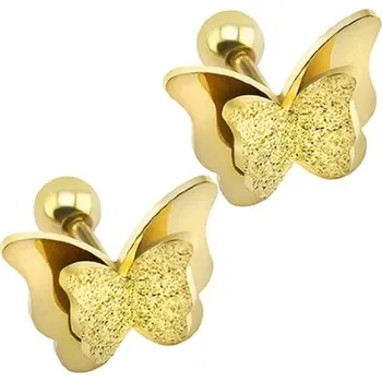 Náušnice Dámské peckové náušnice motýli G519 zlatá