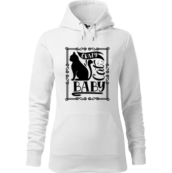 Dámská mikina DOBRÝ TRIKO Dámská mikina s potiskem Cat baby Velikost dámské mikiny: XS, Barva: Bílá