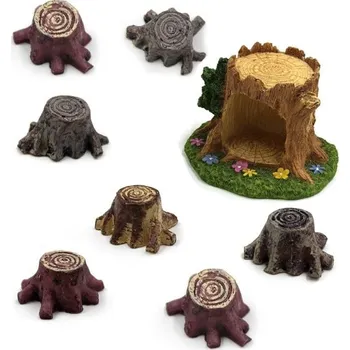 Dekorace miniatura pařezu 10 ks