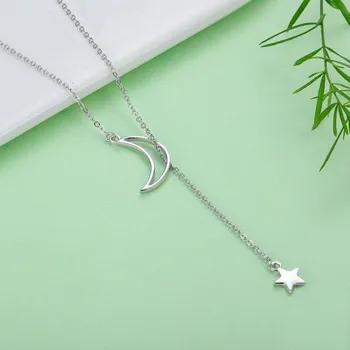 Šperk Dámský náhrdelník s měsícem a hvězdou stříbrná