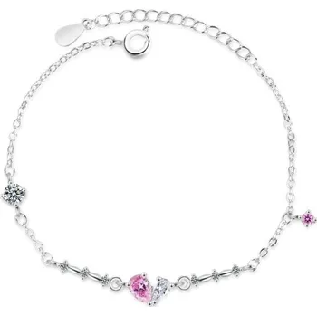 Náramek Dámský řetízkový náramek s kamínky A1692 stříbrná