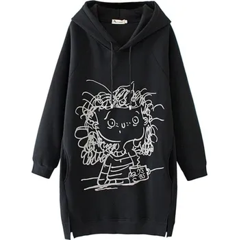 Dámská mikina Dámská dlouhá mikina s výšivkou černá L