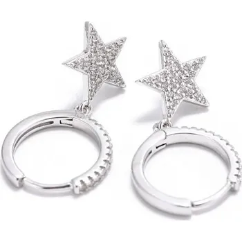Náušnice Dámské kruhové náušnice s hvězdou C1084 stříbrná