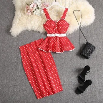 Dámský top a sukně B994 červená M