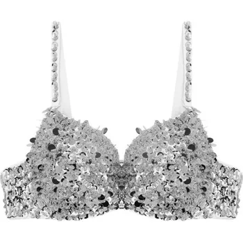 Podprsenka Dámská podprsenka s flitry stříbrná M