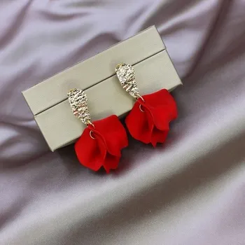 Náušnice Dámské visací náušnice G1400 červená