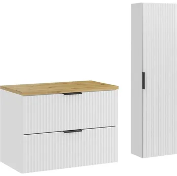 Nábytek Koupelnová sestava Casad s deskou a skříňkami 80 cm bílá/dub artisan