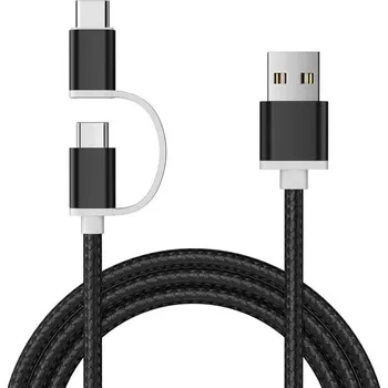Datový kabel Datový USB kabel Micro USB / USB-C K555 černá