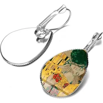 Náušnice Dámské visací náušnice s kresbou stříbrná 2