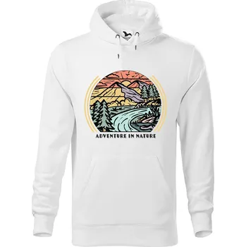 Pánská mikina DOBRÝ TRIKO Pánská mikina s potiskem Adventure in nature Velikost pánské mikiny: XL, Barva: Bílá
