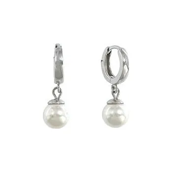 Náušnice Stříbrné kroužky s bílými perlami 8mm