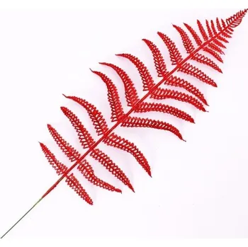 umělá květina Dekorativní list kapradí červená