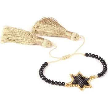 Náramek Dámský stahovací náramek hvězda černá