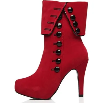 Dámské tenisky Dámské kotníkové boty s knoflíky J1101 červená 36