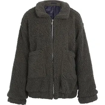 Dámská bunda Dámská chlupatá bunda J2325 tmavě zelená S