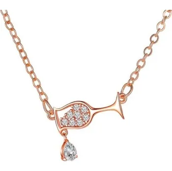 Náhrdelník Dámský náhrdelník s přívěskem sklenice starorůžová