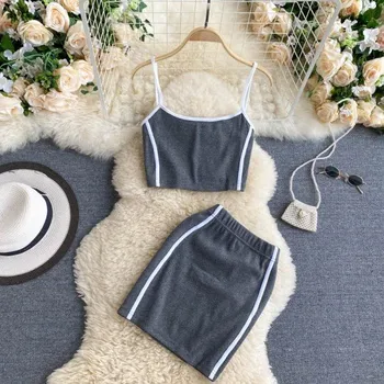 Dámská sukně Dámský crop top a sukně B1238 tmavě šedá