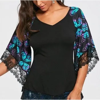 Dámské tričko s volnými rukávy světle modrá 3XL