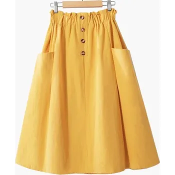 Dámská sukně Dámská sukně s knoflíky a kapsami žlutá