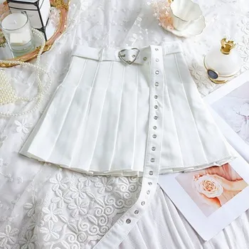 Dámská sukně Dámská skládaná mini sukně s páskem bílá XS