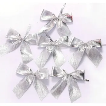 Vánoční dekorace Dekorační Vánoční mašle - 12 ks stříbrná