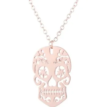 Náhrdelník Dámský náhrdelník s lebkou starorůžová