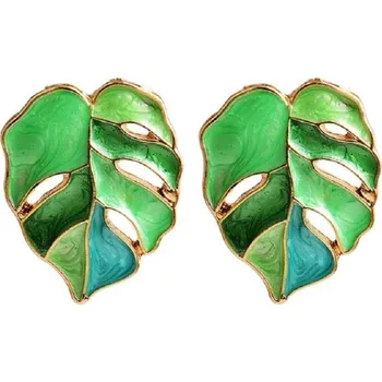 Náušnice Dámské visací náušnice listy G1075 zelená