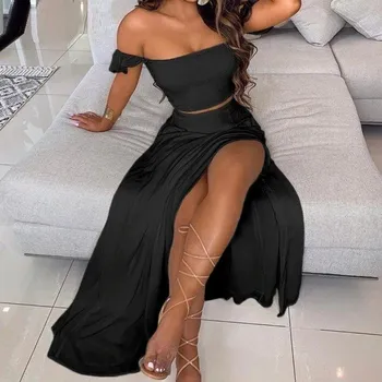 Dámský crop top a sukně B1087 černá S