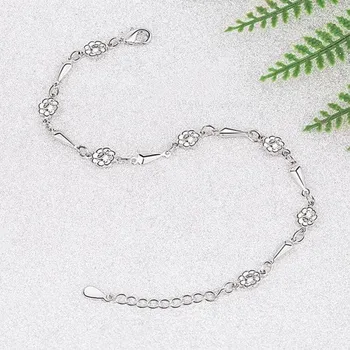 Náramek Dámský náramek s květy P189 stříbrná