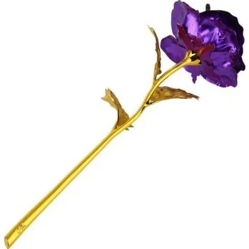 umělá květina Dekorační pozlacená růže v dárkové krabičce J854 fialová