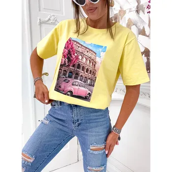 Dámské tričko Triko POSITANO s potiskem žluté Velikost: S - XL