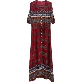 Dámské šaty Dámské dlouhé šaty se vzorem vínová L